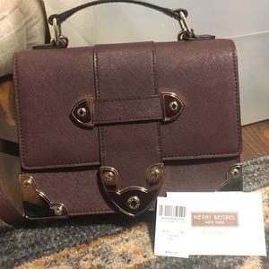 Henri Bendel Burgundy Crossbody with gold hardware